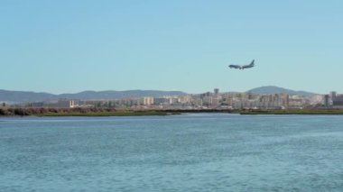 Beautiful sea view of the Ria Formosa park of Faro. High quality 4k footage