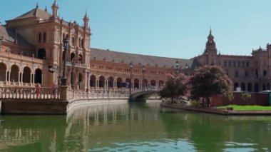 Seville spanish city, spain square, ancient architecture and heritage. High quality 4k footage