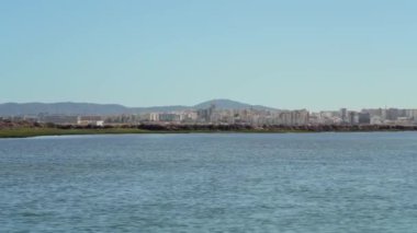 Beautiful sea view of the Ria Formosa park of Faro. High quality 4k footage