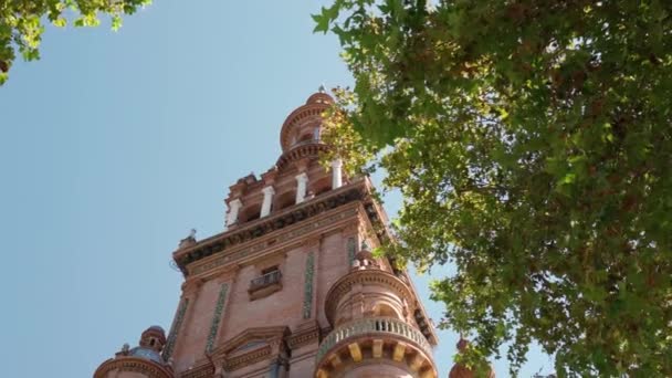 塞维利亚的西班牙城市 西班牙广场 古老的建筑和遗产 高质量的4K镜头 — 图库视频影像