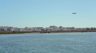 Beautiful sea view of the Ria Formosa park of Faro. High quality 4k footage