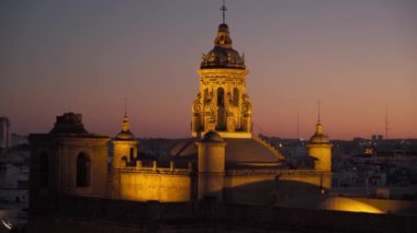 Panorama from the upper terrace of the Metropol Parasol Las setas de la Encarnacion, overlooking the Casco Antiguo area in the old town. SEVILLE, SPAIN - SEPTEMBER 15, 2022.