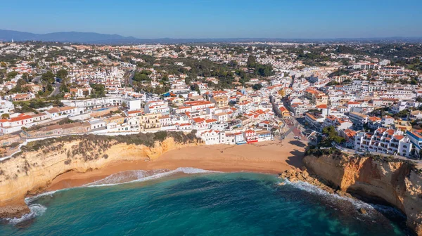 Aerial View Portuguese Tourist Village Carvoeiro Portugal Algarve Summer Sunny — Stok fotoğraf
