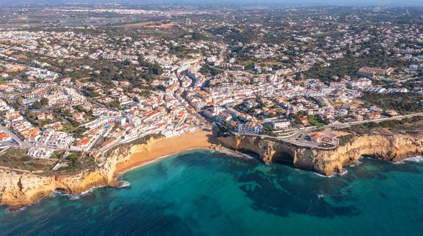 Aerial View Portuguese Tourist Village Carvoeiro Portugal Algarve Summer Sunny — Fotografia de Stock
