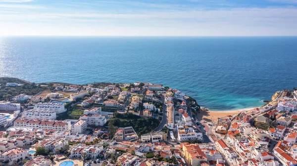 Aerial View Portuguese Tourist Village Carvoeiro Portugal Algarve Summer Sunny — Foto de Stock