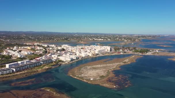 Αεροφωτογραφία Κηφήνας Πτήση Πάνω Από Φυσικό Πορτογαλικό Πάρκο Ria Formosa — Αρχείο Βίντεο