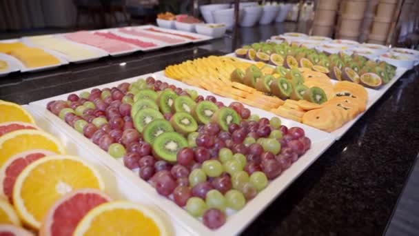 Украшенный Праздничный Стол Шведский Стол Завтрак Отеле Туристической Еды Высококачественные — стоковое видео