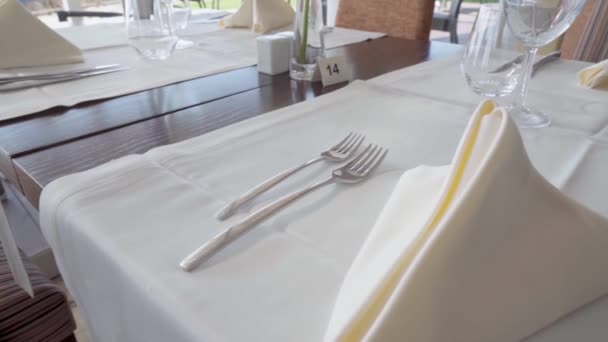 お祝いのテーブルの遅い動きのお祝いのテーブル設定を飾る 高品質のフルHd映像 — ストック動画
