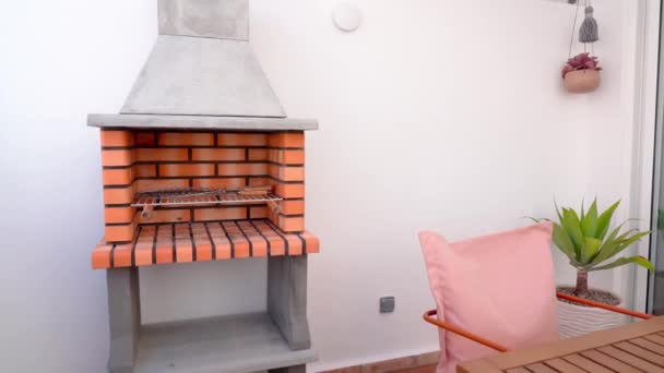 Four Barbecue Moderne Pour Faire Frire Pique Nique Briques Images — Video