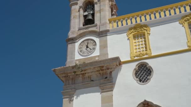 Details Van Klok Kerk Van Carmo Largo Carmo Faro Algarve — Stockvideo