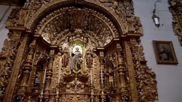 Interiör Detaljer Carmo Kyrkan Faro Portugal Algarve Högkvalitativ Film — Stockvideo