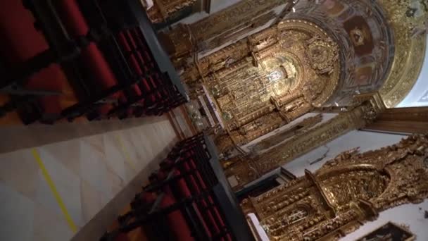 Dettagli Interni Della Chiesa Carmo Faro Portogallo Algarve Spirale Movimento — Video Stock