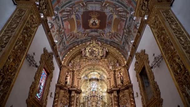 Faro Portekiz Algarve Deki Carmo Kilisesi Nin Detayları Mimari Tavan — Stok video