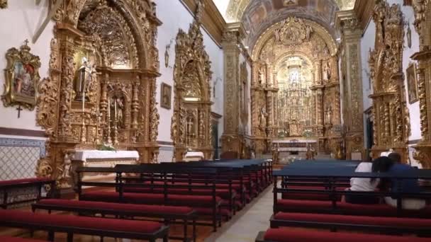 Wnętrze Kościoła Carmo Faro Portugalia Algarve Wysokiej Jakości Materiał — Wideo stockowe
