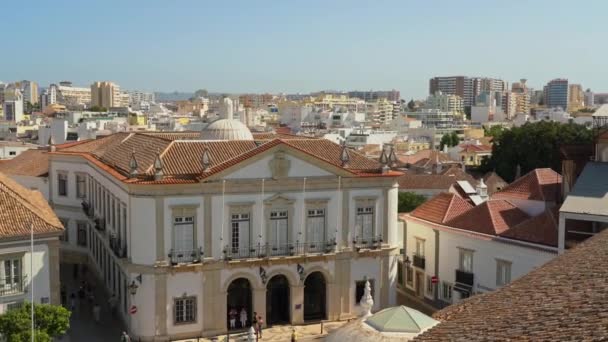 Radnice Starého Města Shora Směrem Largo Faro Portugalském Městě 2023 — Stock video