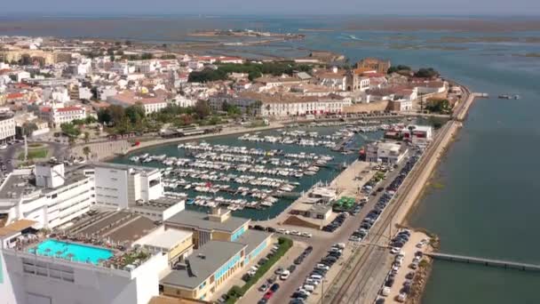 Video Aereo Drone Del Porto Barche Nel Porto Turistico Della — Video Stock