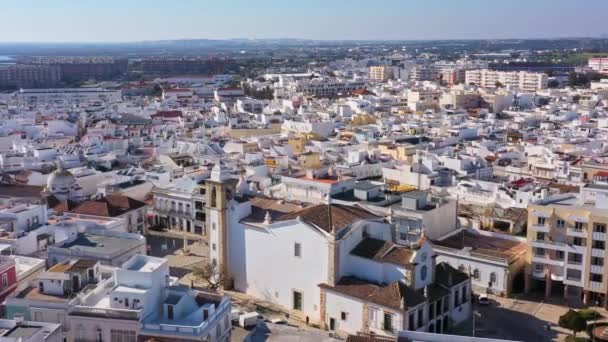 Αεροπλάνο Drone Της Πορτογαλικής Νότιας Πόλης Olhao Υψηλής Ποιότητας Πλάνα — Αρχείο Βίντεο