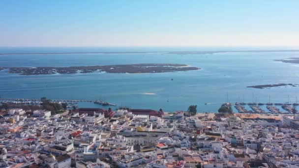 Imágenes Aéreas Del Dron Ciudad Portuguesa Del Sur Olhao Imágenes — Vídeos de Stock