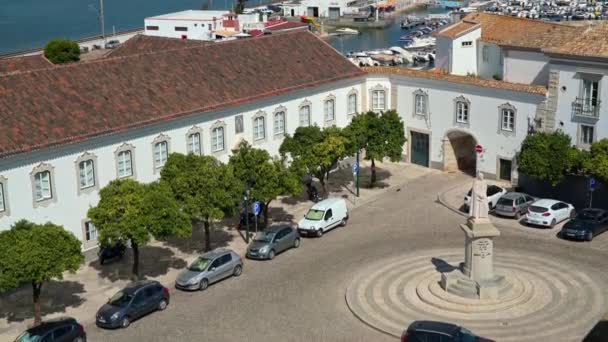 Ратуша Старого Города Видна Сверху Сторону Ларго Португальском Городе Фару — стоковое видео