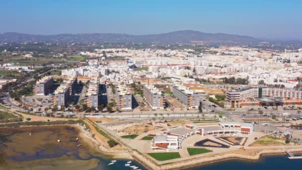Nagranie Lotnicze Drona Portugalskiego Południowego Miasta Olhao Wysokiej Jakości Materiał — Wideo stockowe