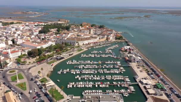 Video Aereo Drone Del Porto Barche Nel Porto Turistico Della — Video Stock