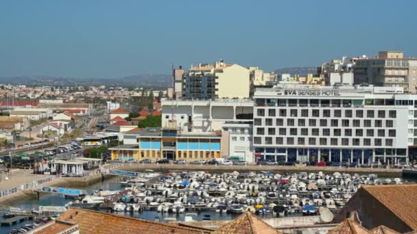 Primăria Orașului Vechi Văzut Sus Spre Largo Orașul Portughez Faro — Videoclip de stoc