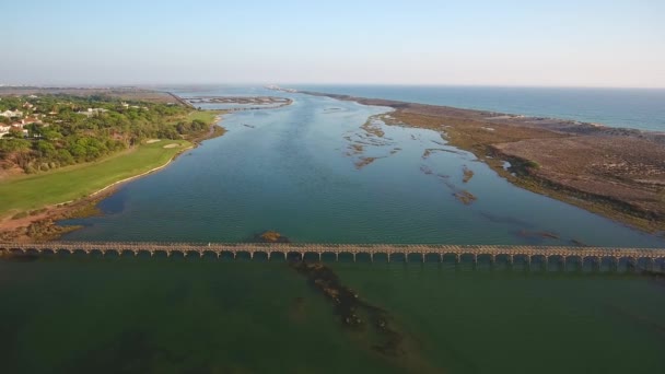 Filmato Aereo Del Drone Della Riserva Naturale Ria Formosa Quinta — Video Stock