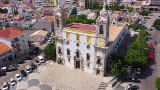 Vídeo Drones Aéreos Antiga Igreja Portuguesa Carmo Faro Imagens Alta — Vídeo de Stock