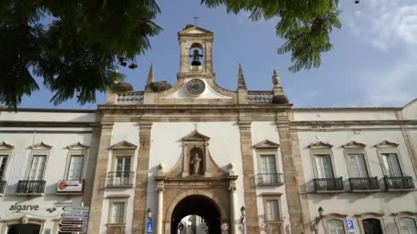Фару Португалия 2023 Марта Вход Старый Город Фару Arco Villa — стоковое видео