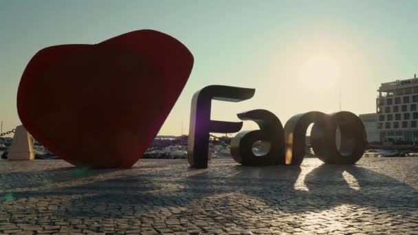 Symbol Logo Form Eines Herzens Der Portugiesischen Touristenstadt Faro Mit — Stockvideo