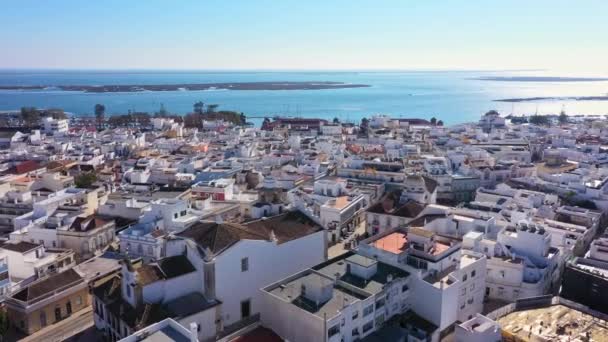 Nagranie Lotnicze Drona Portugalskiego Południowego Miasta Olhao Widok Nossa Senhor — Wideo stockowe