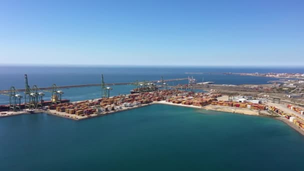 Aerial View Container Cargo Terminal Commercial Port Business Logistics Transport — Stock Video