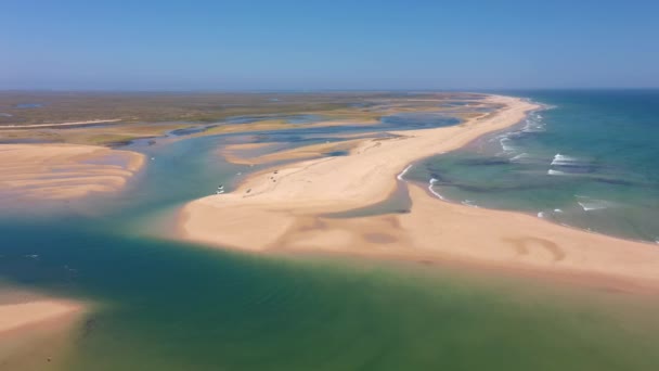Légi Felvétel Ria Formosa Faro Portugal Algarve Tengeri Rezervátum Drónjával — Stock videók