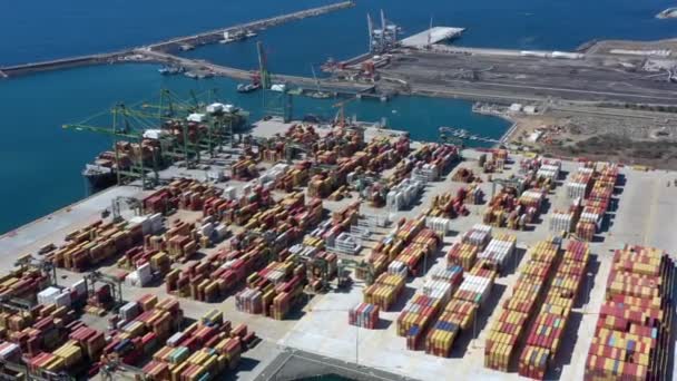 葡萄牙塞纳斯塞图巴尔商业港口 商业物流和运输业集装箱货运站的空中景观 高质量的4K镜头 — 图库视频影像