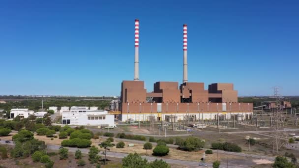 Veduta Aerea Una Centrale Elettrica Carbone Nella Città Sines Affacciata — Video Stock