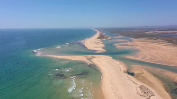 Αεροπλάνα Βίντεο Από Drone Του Θαλάσσιου Καταφυγίου Ria Formosa Faro — Αρχείο Βίντεο