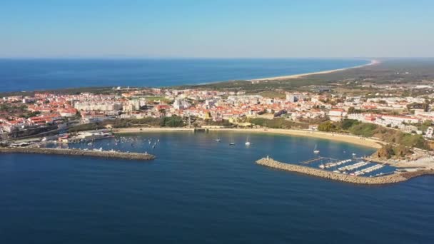 Panorama Aéreo Ciudad Sines Setúbal Alentejo Portugal Europa Vista Aérea — Vídeo de stock