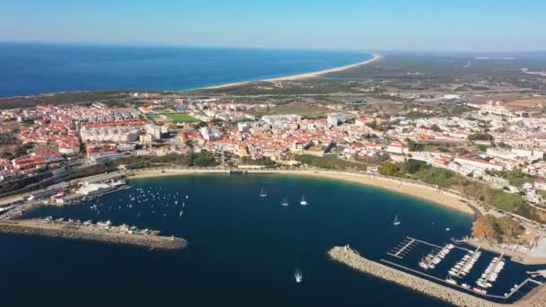 Panorama Aéreo Cidade Sines Setúbal Alentejo Portugal Europe Vista Aérea — Vídeo de Stock