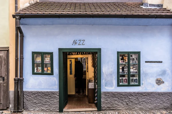 stock image Franz Kafka in Golden Lane which is an iconic, tiny street located in Prague Castle.