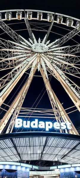 stock image Ferris wheel of Budapest at night, Hungary