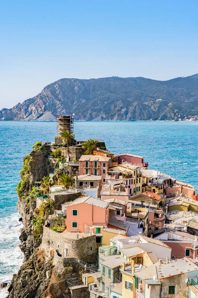 Vista Panorámica Del Pueblo Vernazza Situado Cinque Terre Italia — Foto de Stock