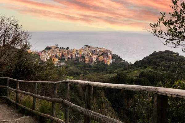 イタリア北西部の5つのチンクテルレ村の一つであるコニリアへの道 — ストック写真