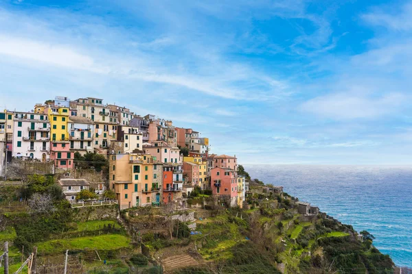 Живописный Вид Деревню Конилья Расположенную Cinque Terre Италия — стоковое фото
