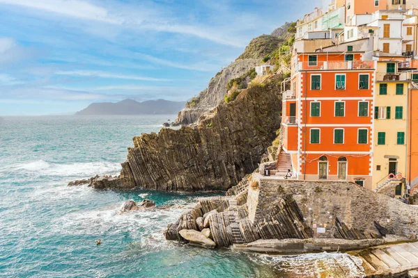 Gyönyörű Riomaggiore Legdélebbi Falu Cinque Terre Liguria Olaszország — Stock Fotó