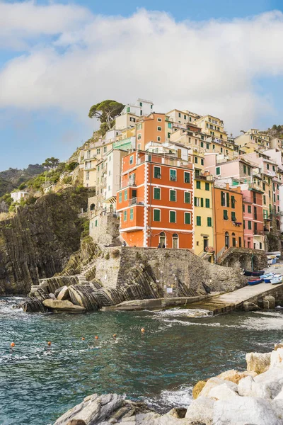 Gyönyörű Riomaggiore Legdélebbi Falu Cinque Terre Liguria Olaszország — Stock Fotó