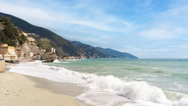 Strand Monterosso Mare Village Található Cinque Terre Olaszország — Stock Fotó