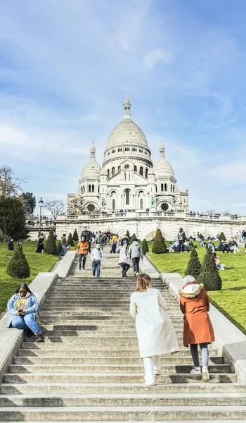 Paris Fransa Mart 2023 Sacre Coeur Bazilikası Ziyaret Edenler — Stok fotoğraf
