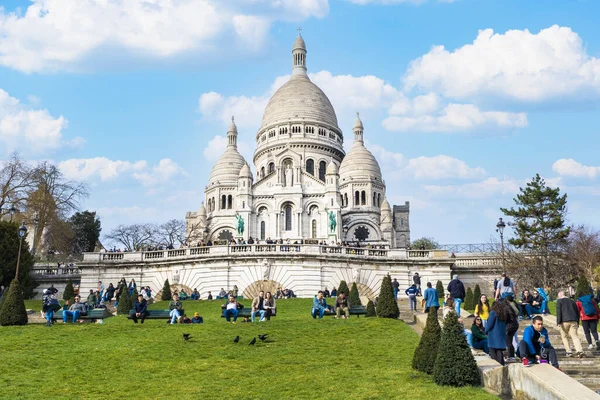 Paris Fransa Mart 2023 Montmartre Mahallesi Ndeki Sacre Coeur Bazilikası — Stok fotoğraf