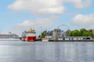 Norveç 'teki büyüleyici Bergen limanı sahnesi