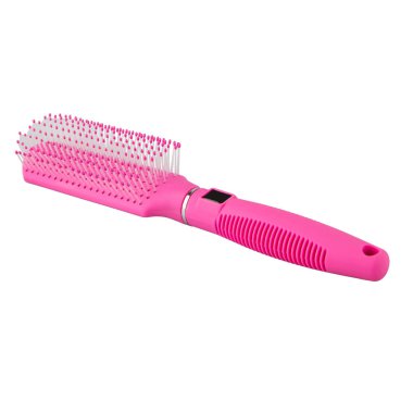 Pembe saç fırçası beyaz arkaplanda izole edilmiş